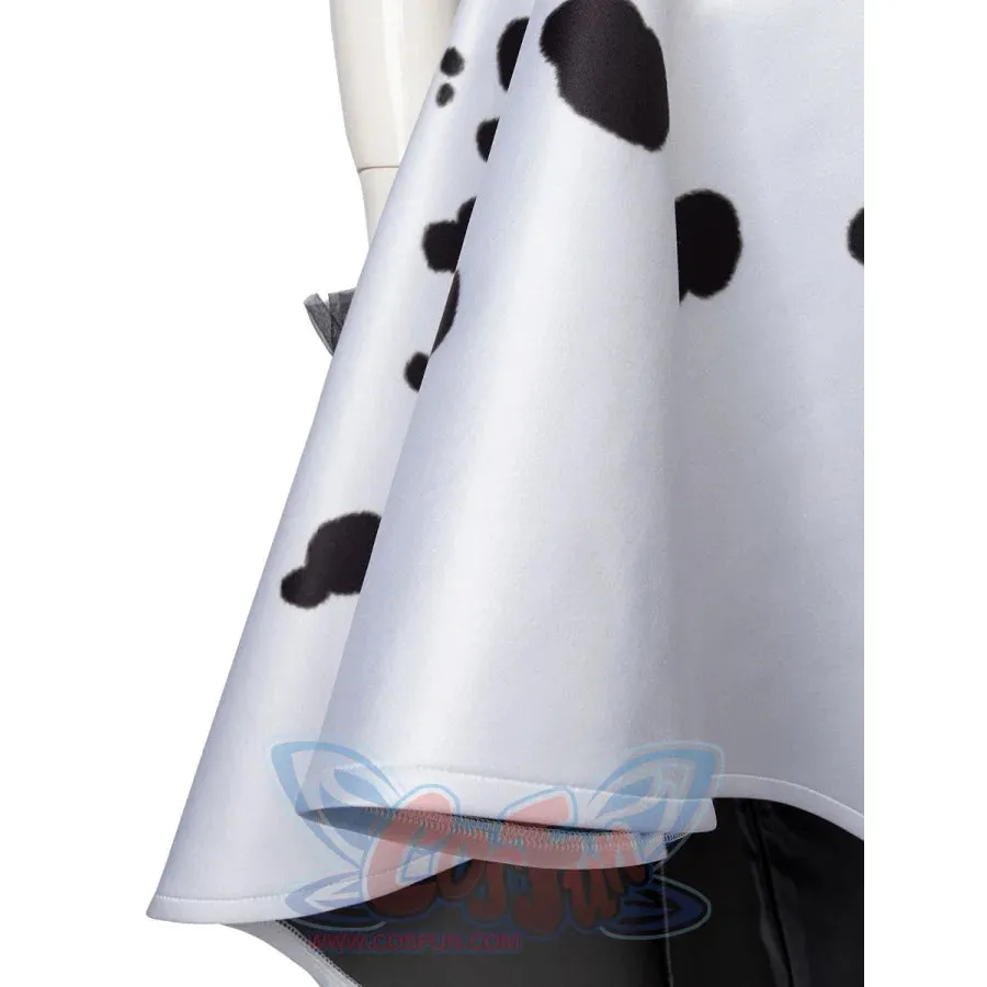 2021 Movie Cruella Estella Cruella de Vil Cosplay Costume Spotted Dress C00621