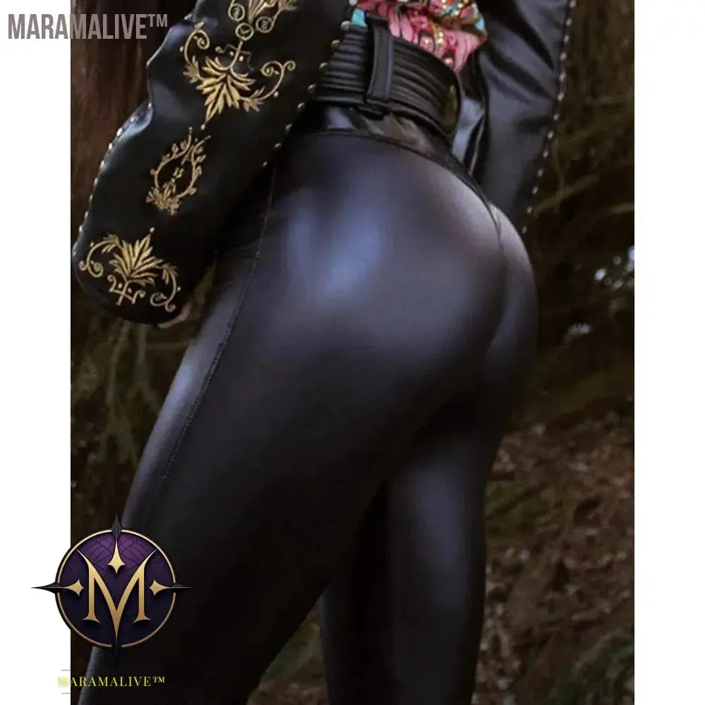2024 Spring Autumn Women High Waist PU Leather Skinny Push Up Pants Sporty Female Faux Leather Leggings Streetwear Clothing traf