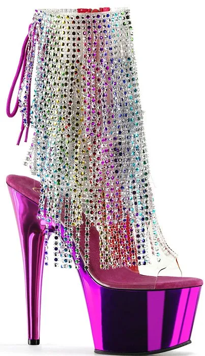 7" Heel Open Toe Fringe Ankle Boot (ADORE-1017RSF)