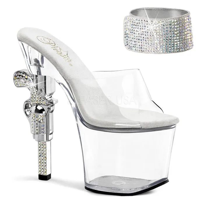 7" Rhinestone Embellished Gun Heel (REVOLVER-712)