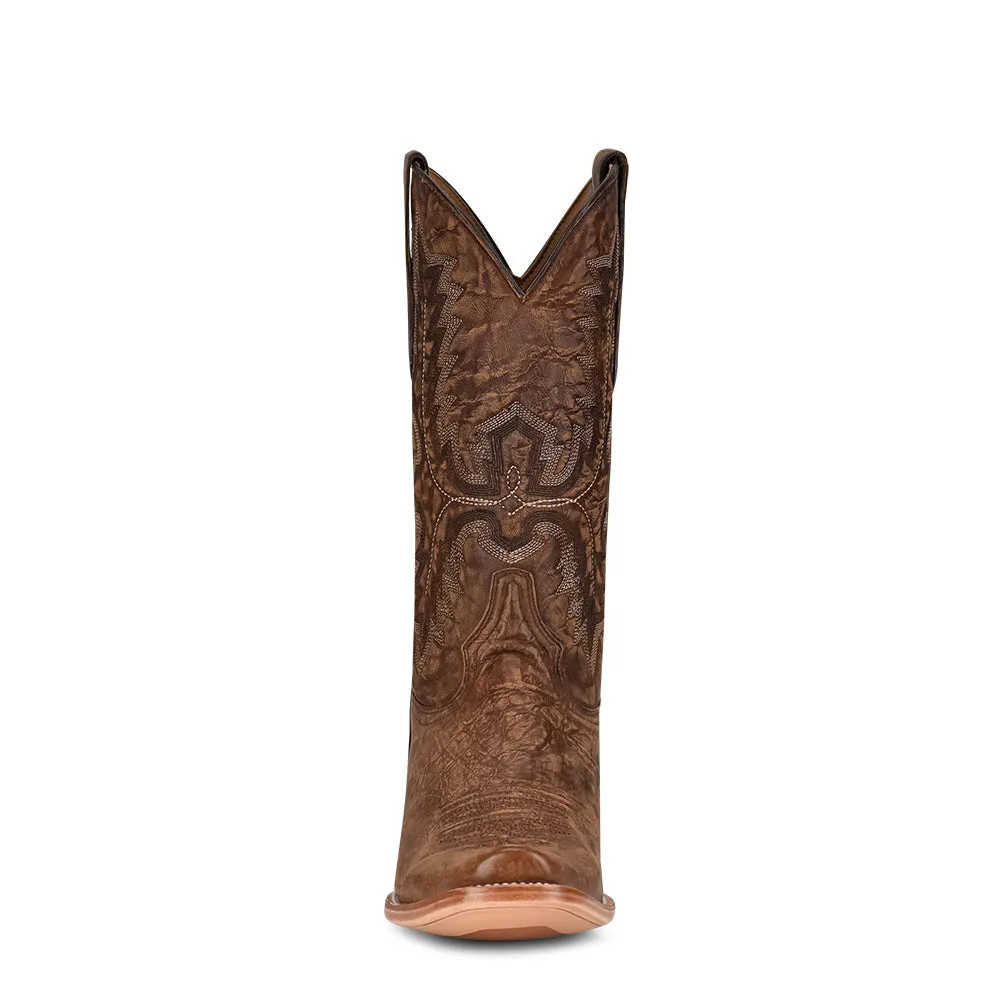 A4229 Men’s Brown Embroidery Narrow Square Cowboy Boots