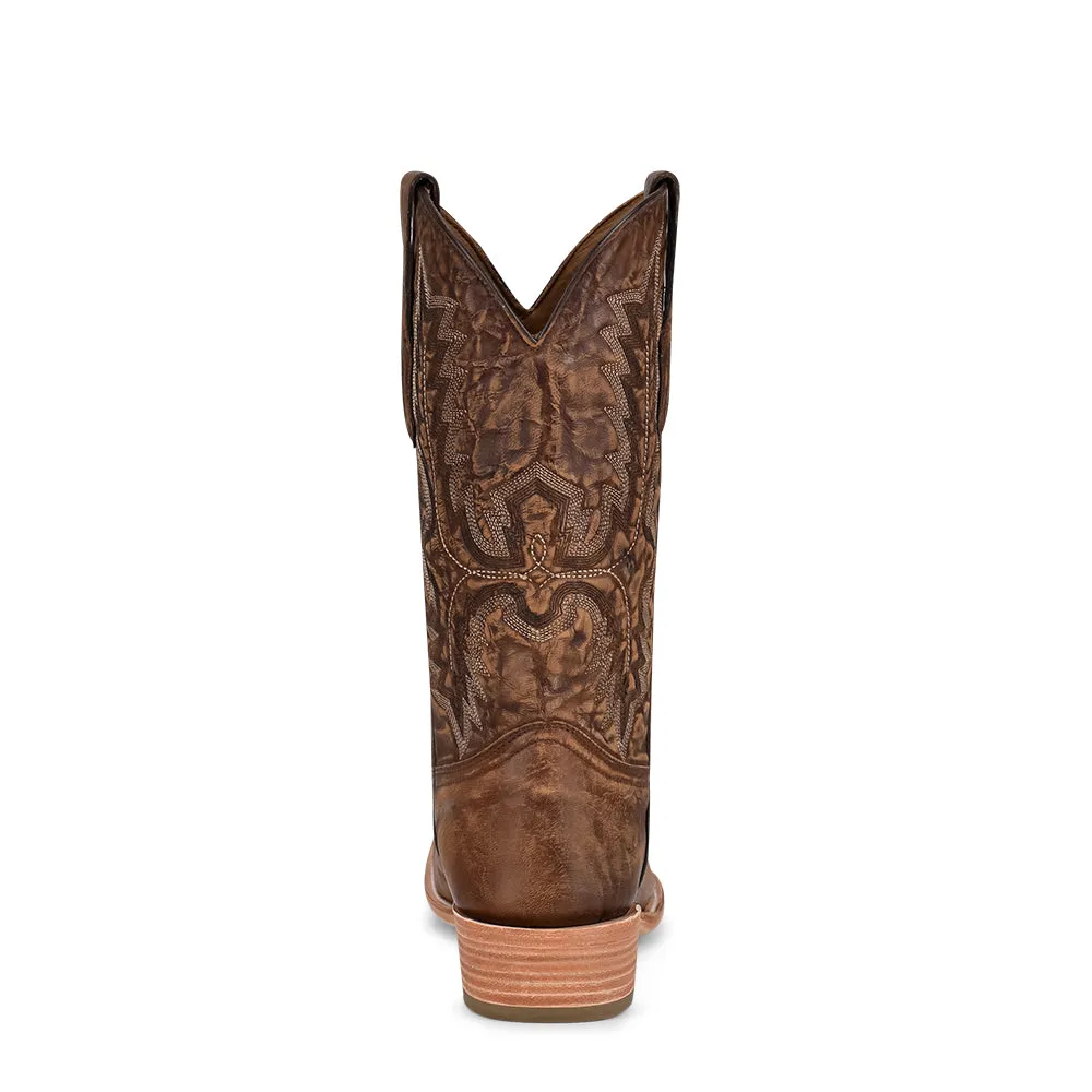 A4229 Men’s Brown Embroidery Narrow Square Cowboy Boots