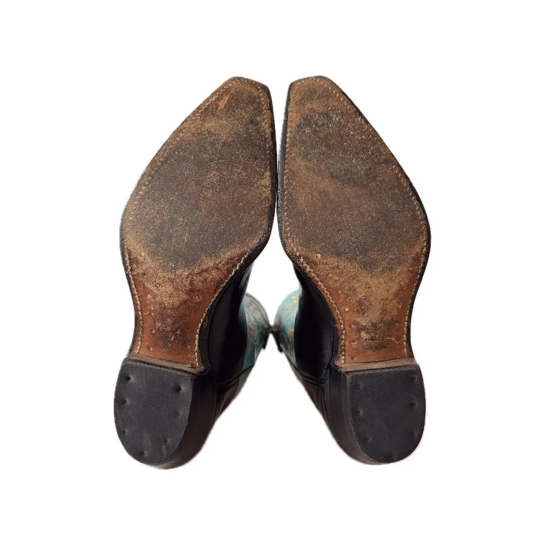 ACME Vintage Eagle 1950s Turquoise Black Peewee Cowboy Boots