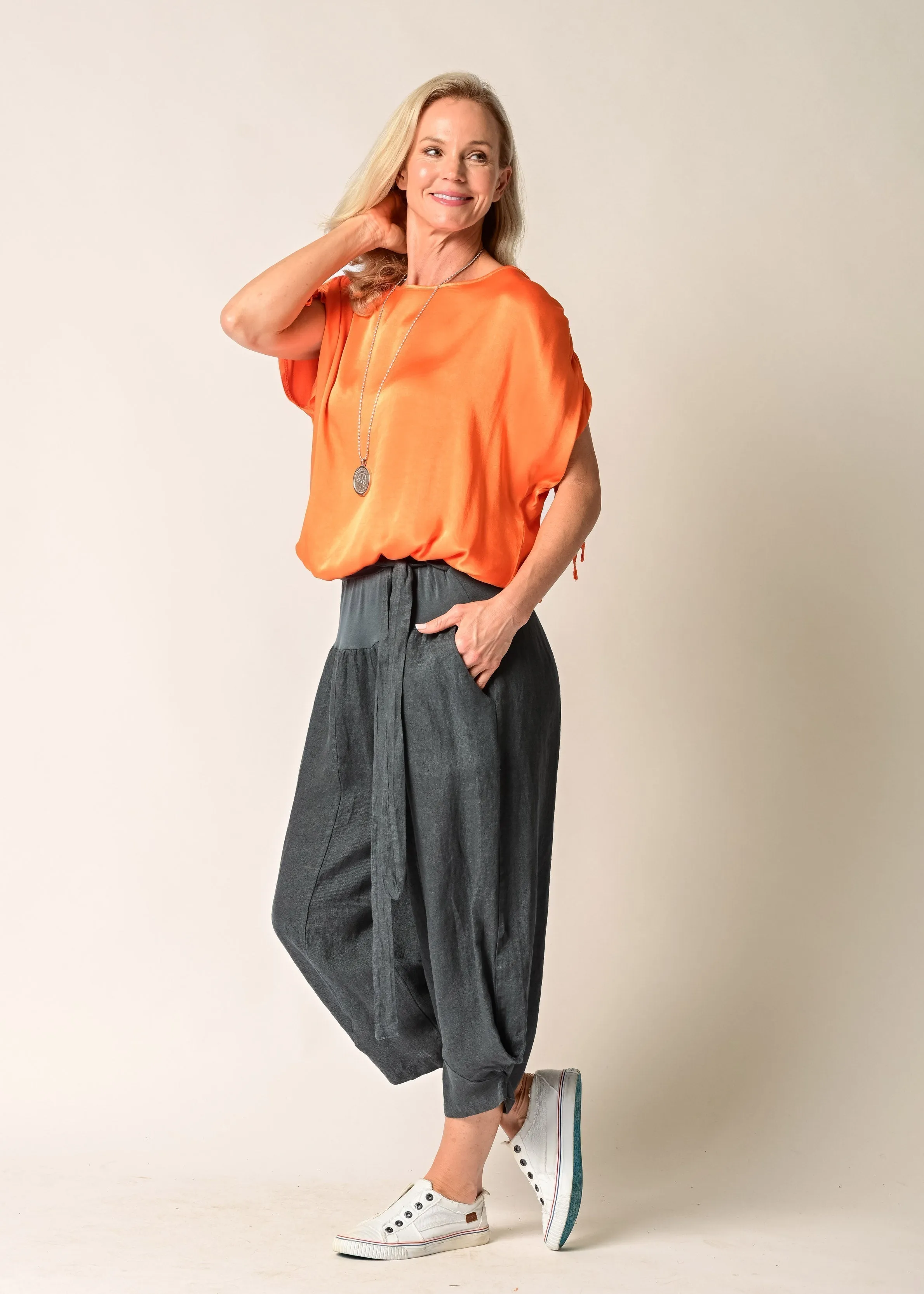 Addison Linen Pants in Granite