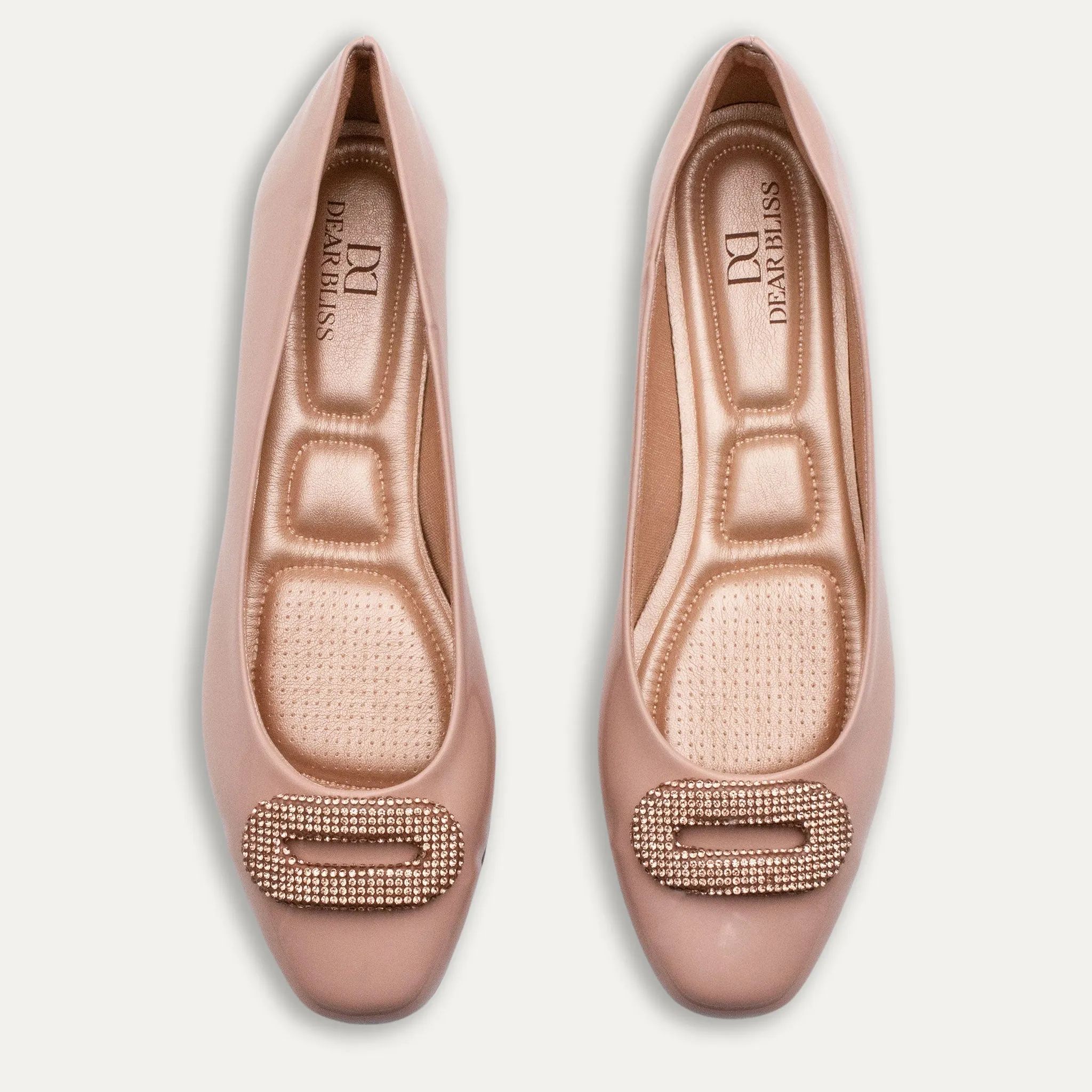 Adel Crystal Buckle Pele Ballet Flats