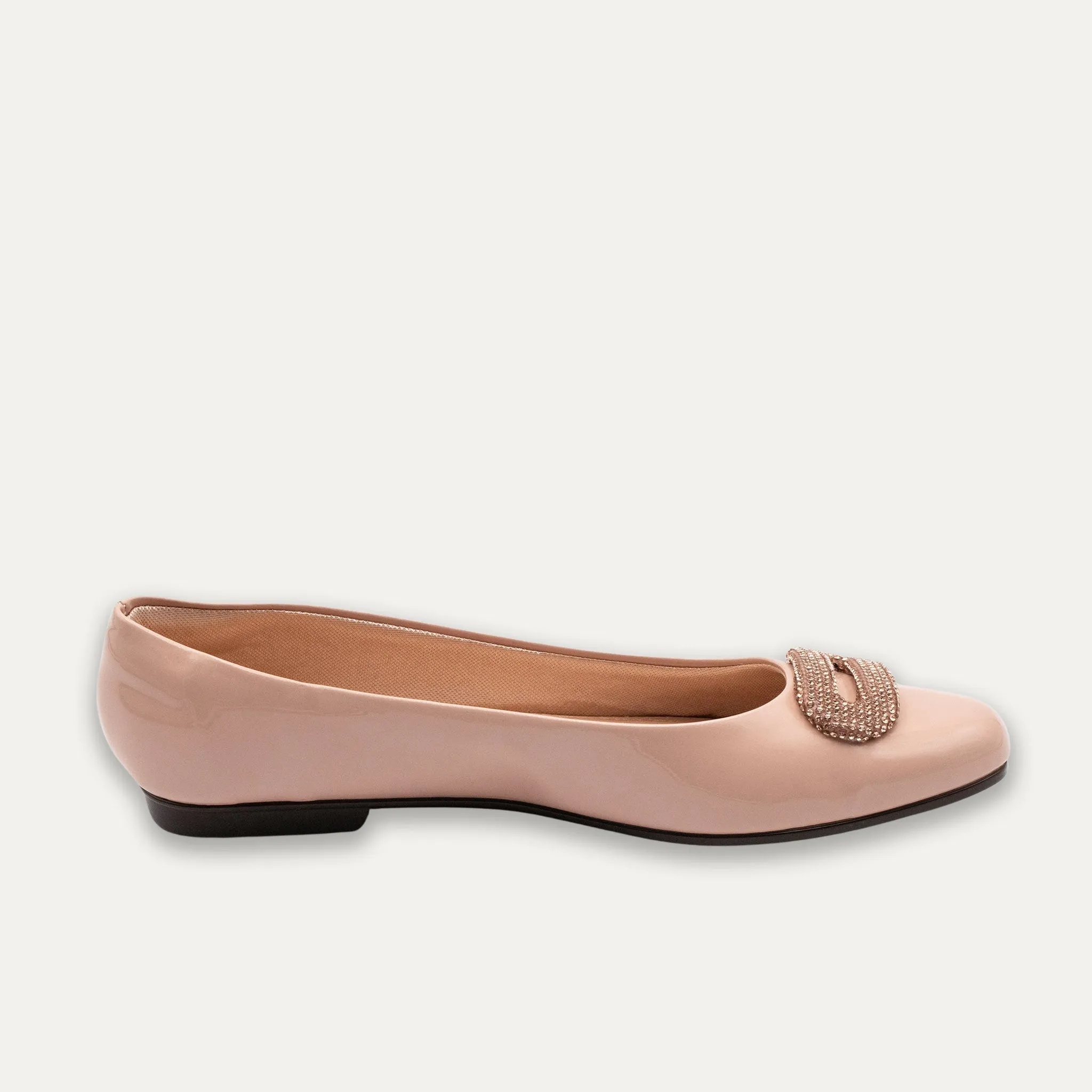 Adel Crystal Buckle Pele Ballet Flats