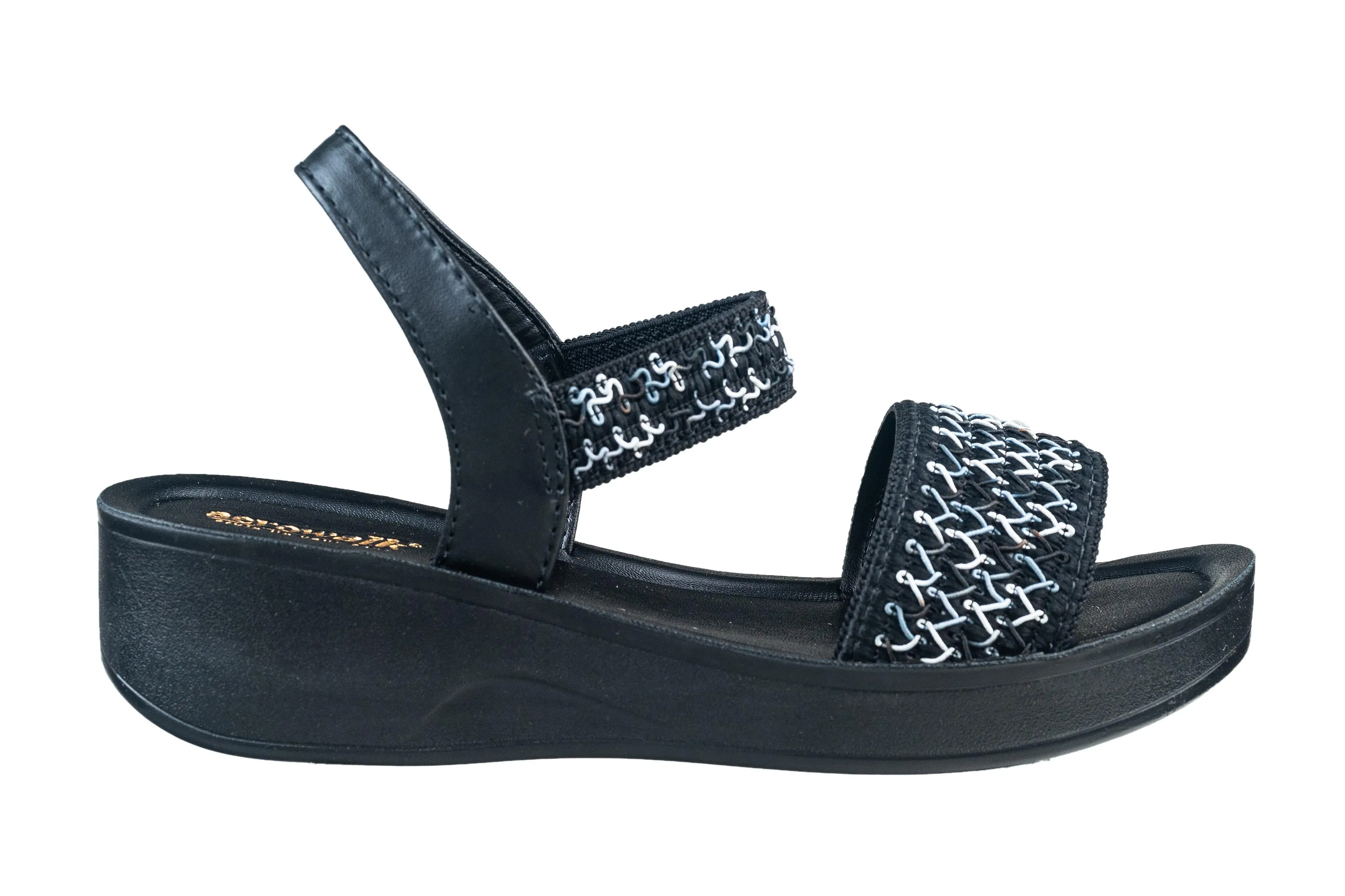Aerowalk Ladies Black Sandal PU