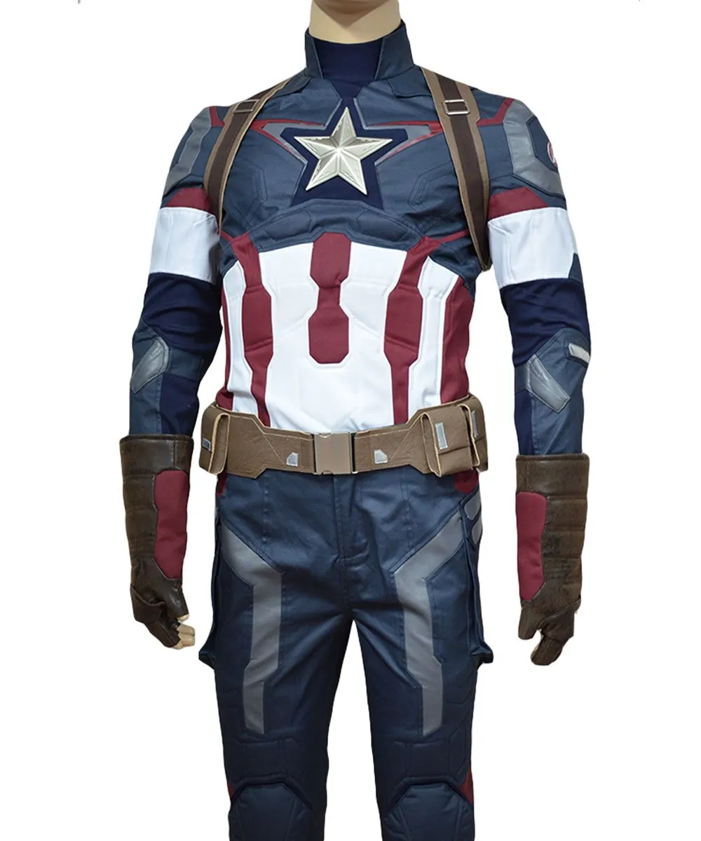 Age of Ultron Captain America Steve Rogers Uniform Outfit Cosplay Costume