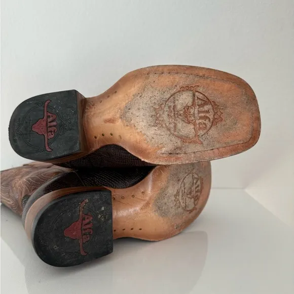ALFA boys square toe western boots size 4