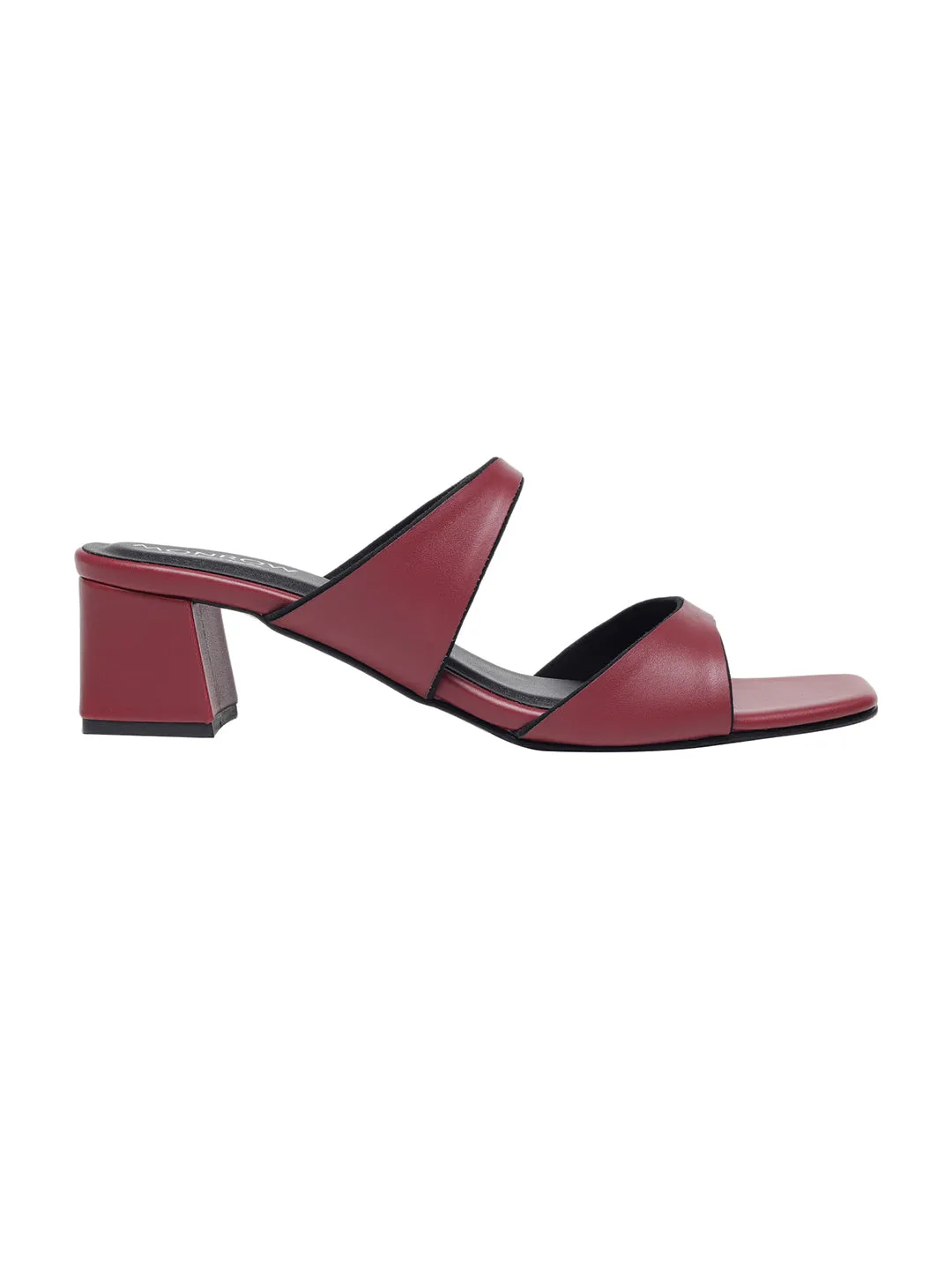 Alvina Maroon Block Heels