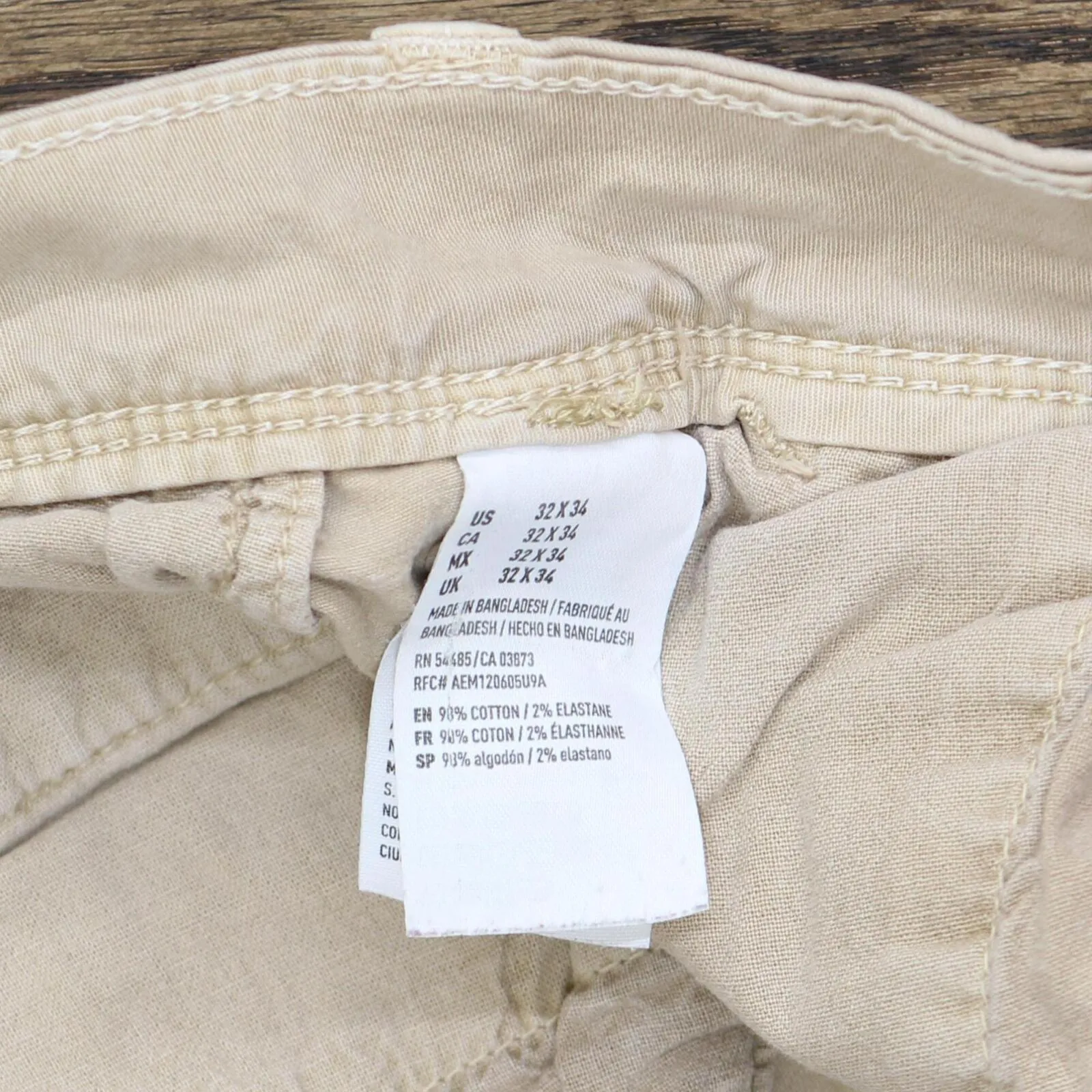American Eagle Outfitters Mens Extreme Flex Khaki Pants Brown 32x34