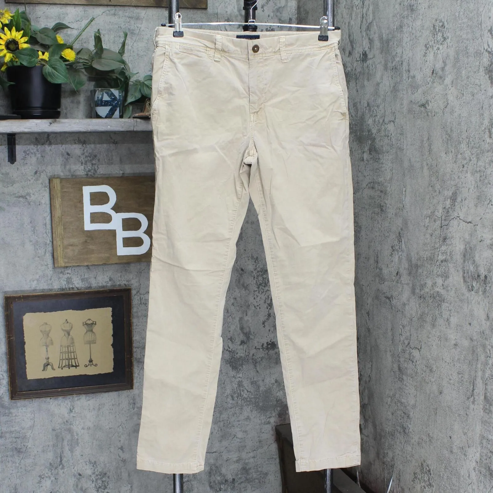 American Eagle Outfitters Mens Extreme Flex Khaki Pants Brown 32x34