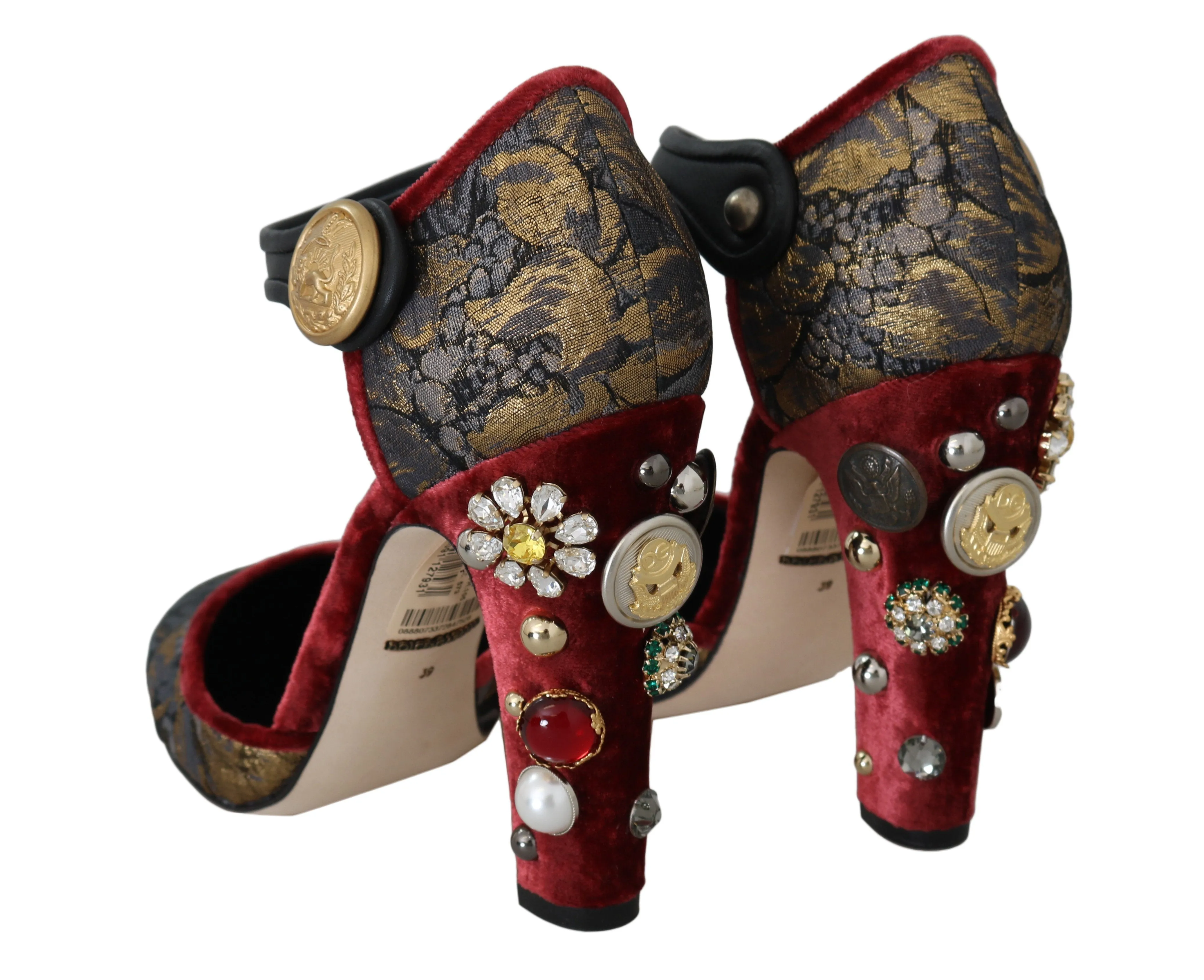 Ankle Strap Leather Crystal Pumps