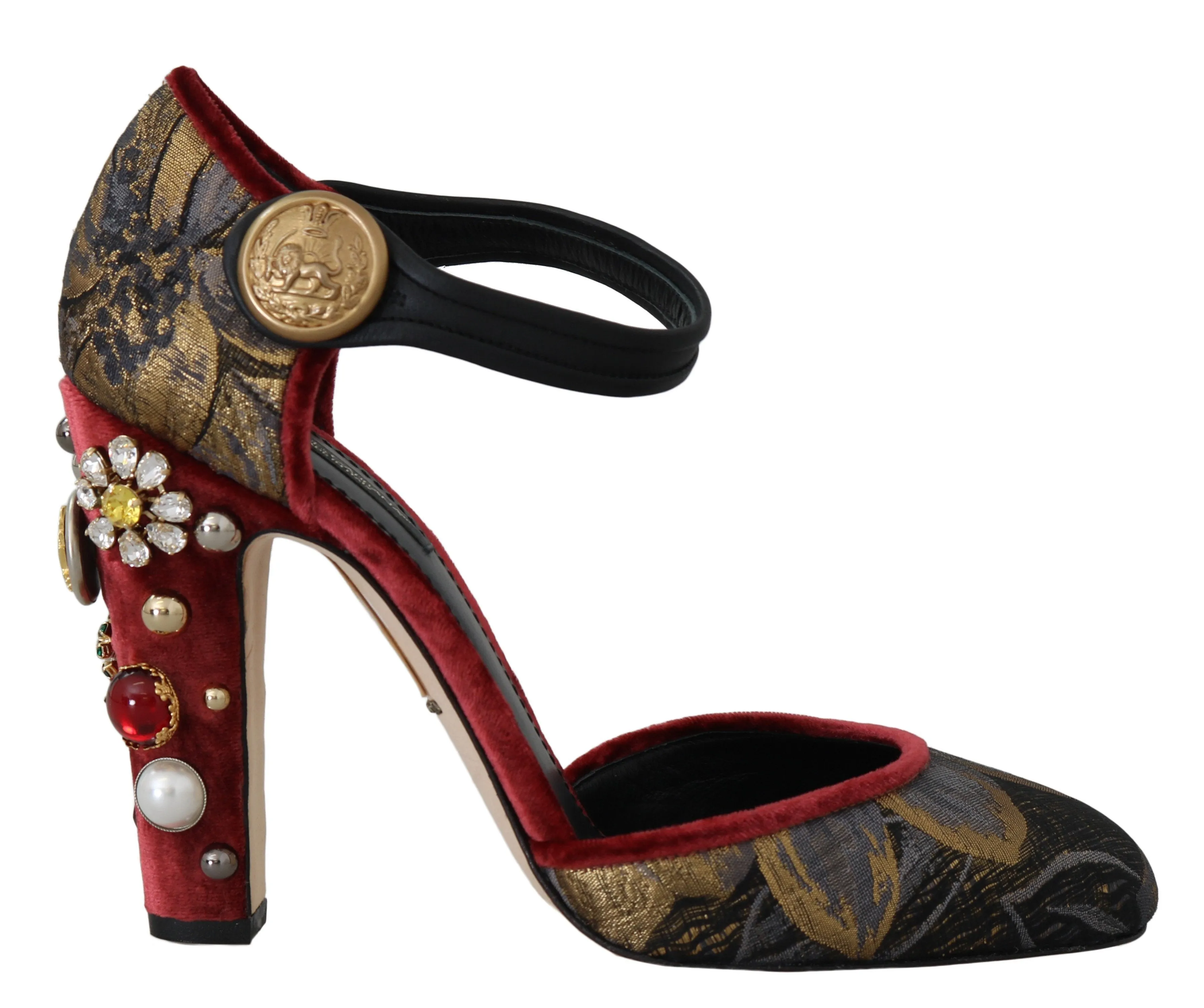 Ankle Strap Leather Crystal Pumps