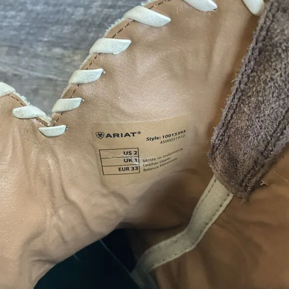 Ariat Kid's Pete Western Boots Size 2 style 10015393 leather suede orange tan