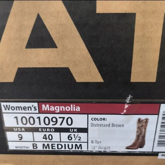Ariat Magnolia Sunflower Distressed Brown Leather Cowboy/Western Boots 9 Wom