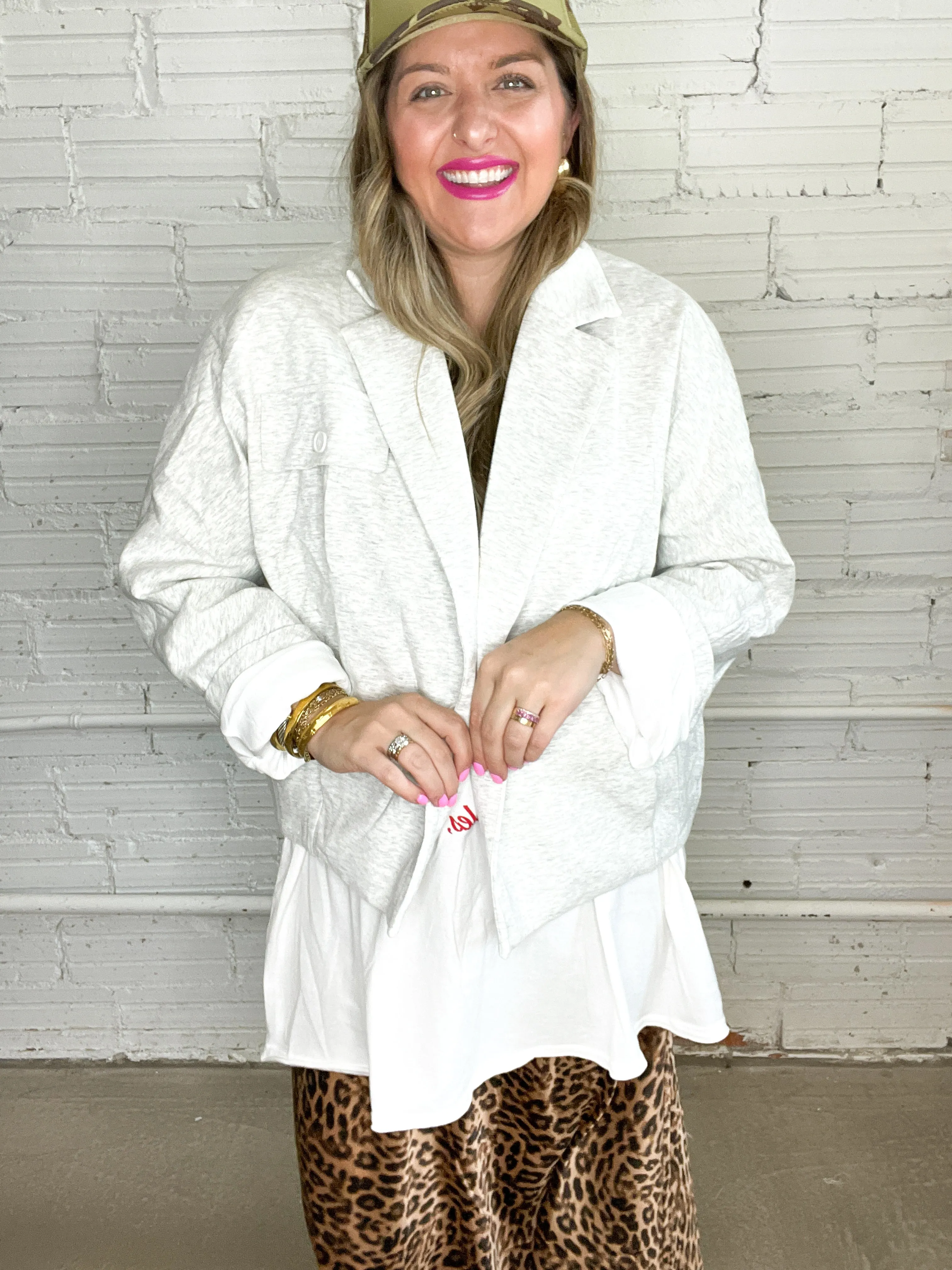 Asher Cropped Heather Grey Blazer