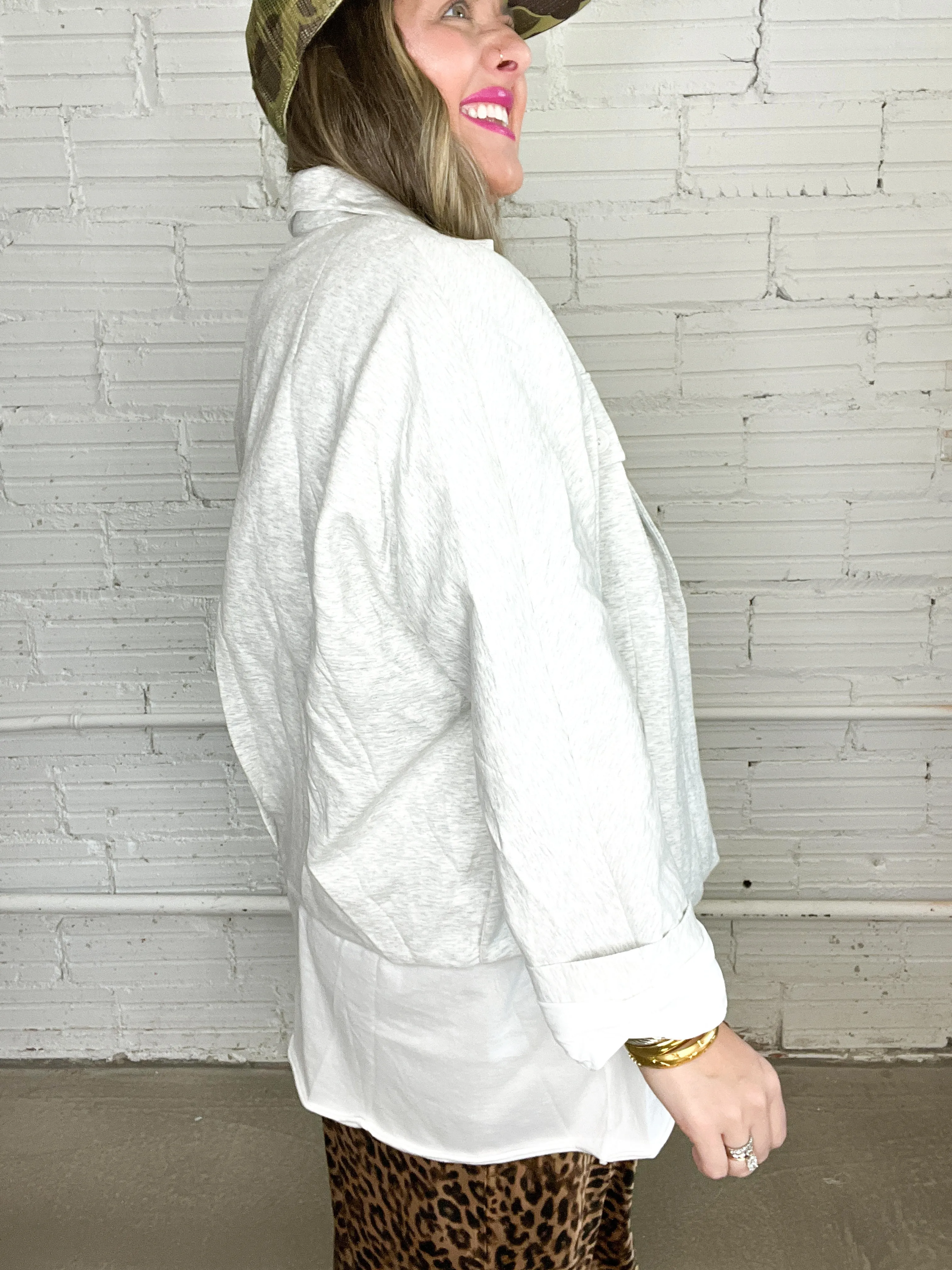 Asher Cropped Heather Grey Blazer