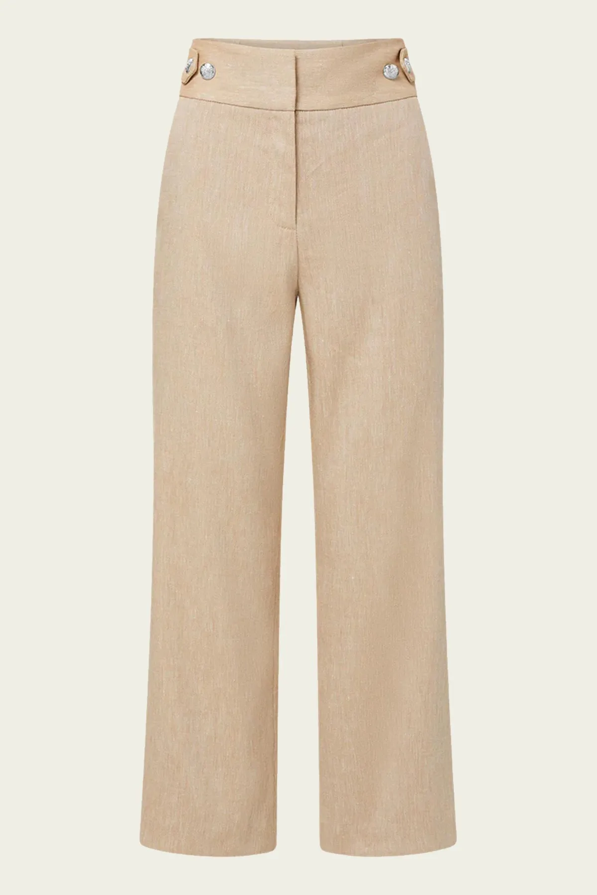 Aubrie Linen Pant in Khaki Melange