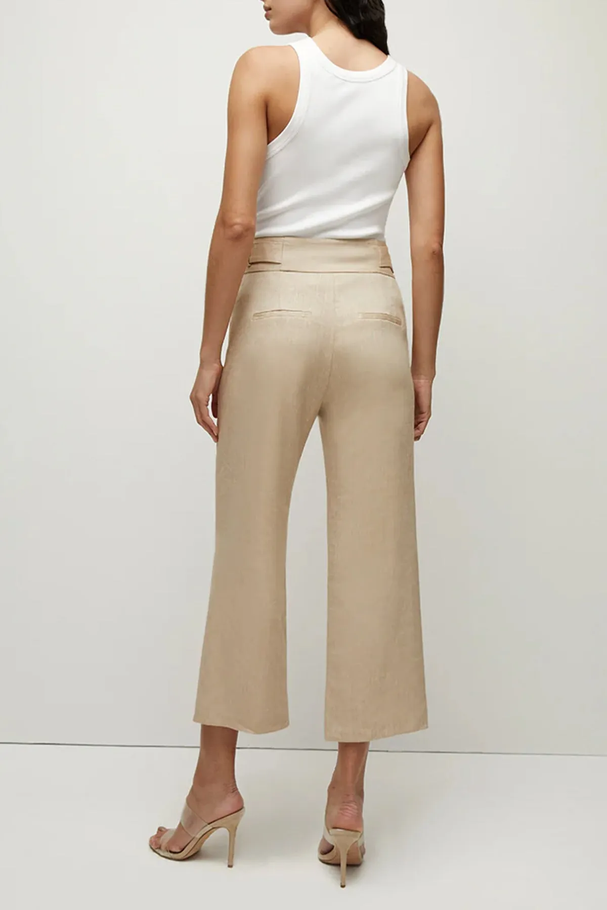 Aubrie Linen Pant in Khaki Melange