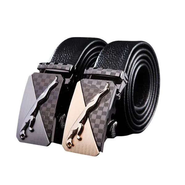 Automatic Buckle Head Layer Cowhide Leather Belt