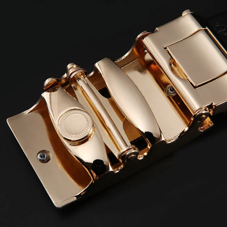 Automatic Buckle Head Layer Cowhide Leather Belt