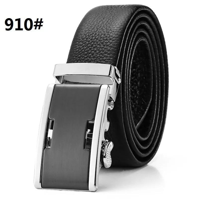 Automatic Buckle Head Layer Cowhide Leather Belt