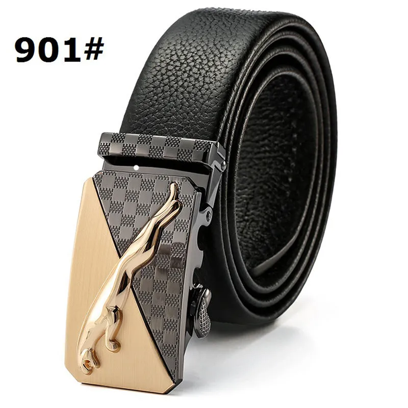 Automatic Buckle Head Layer Cowhide Leather Belt
