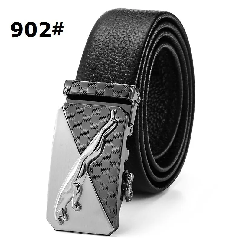 Automatic Buckle Head Layer Cowhide Leather Belt