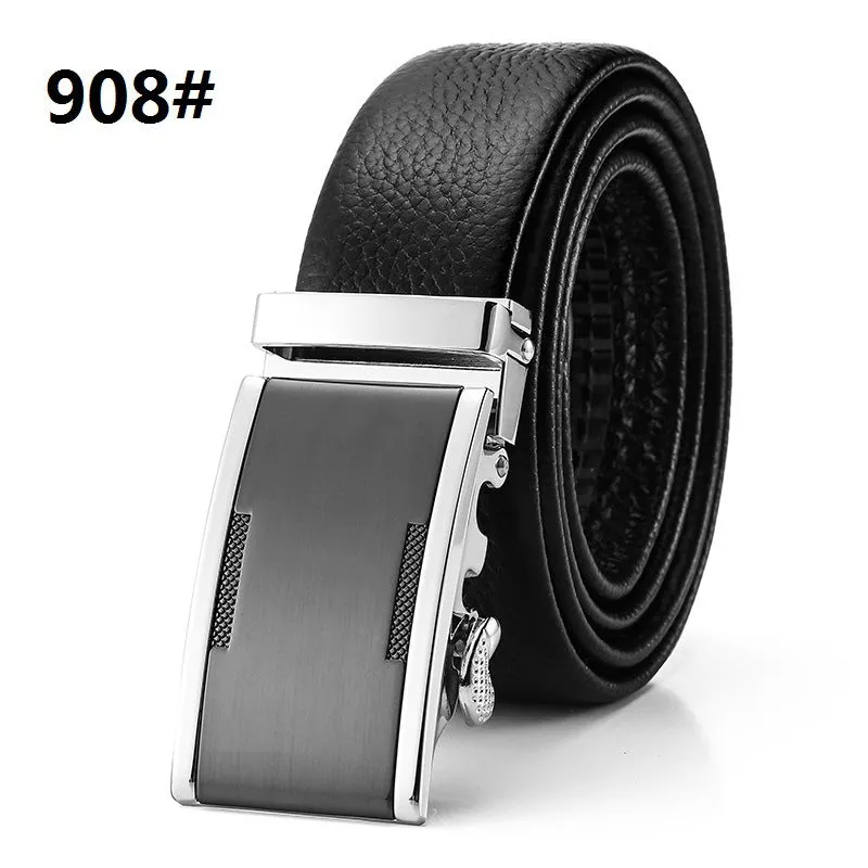 Automatic Buckle Head Layer Cowhide Leather Belt