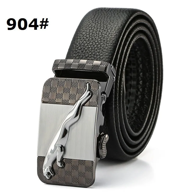 Automatic Buckle Head Layer Cowhide Leather Belt