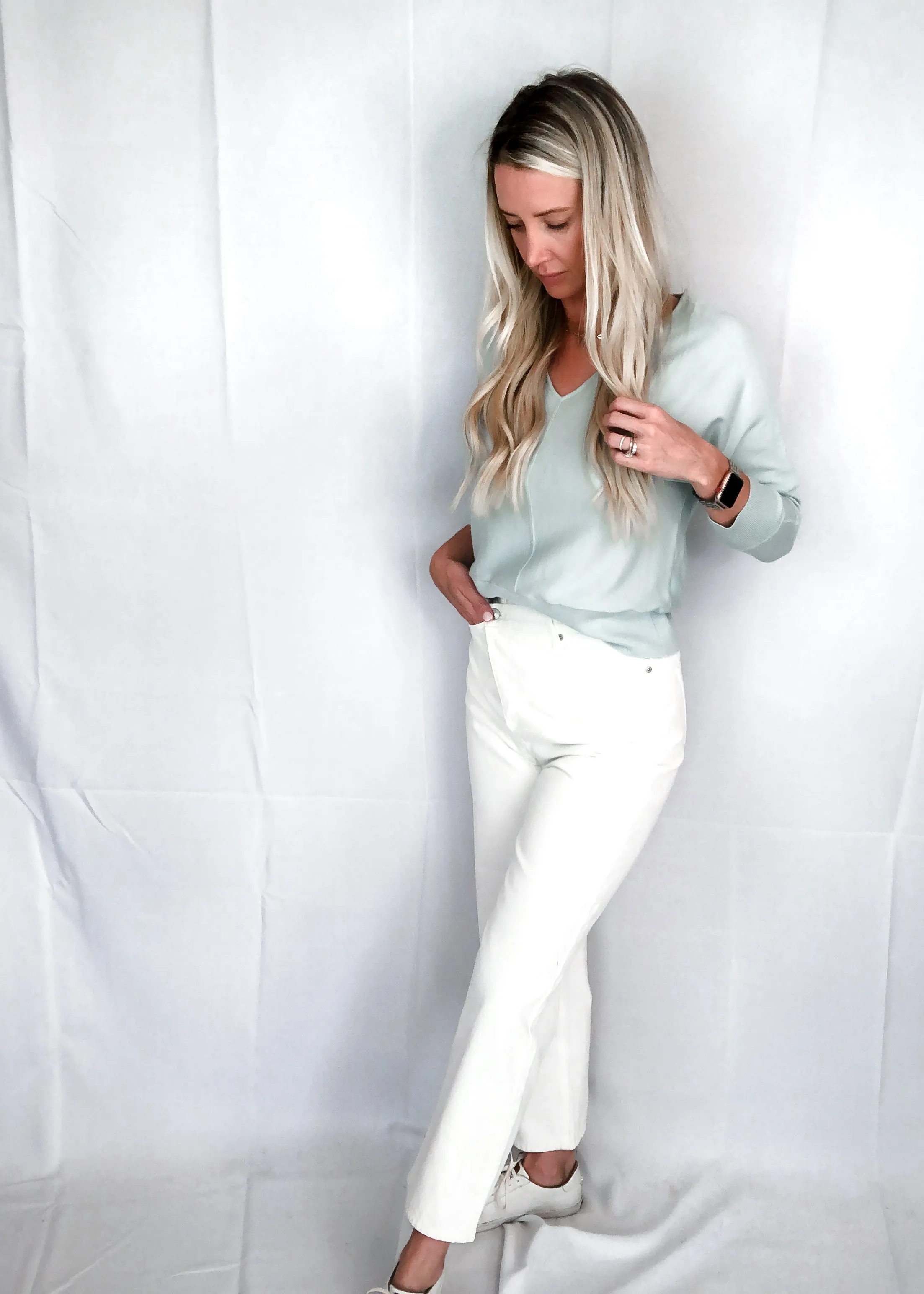 Avery Asymmetrical White Jeans