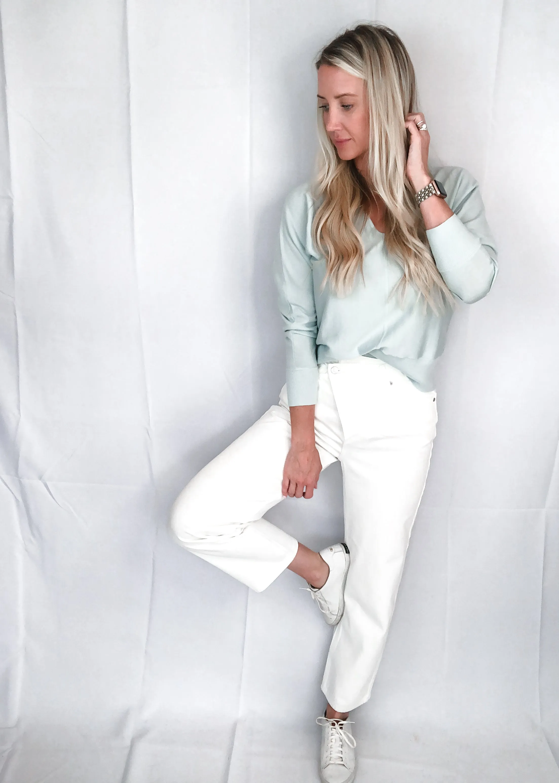 Avery Asymmetrical White Jeans