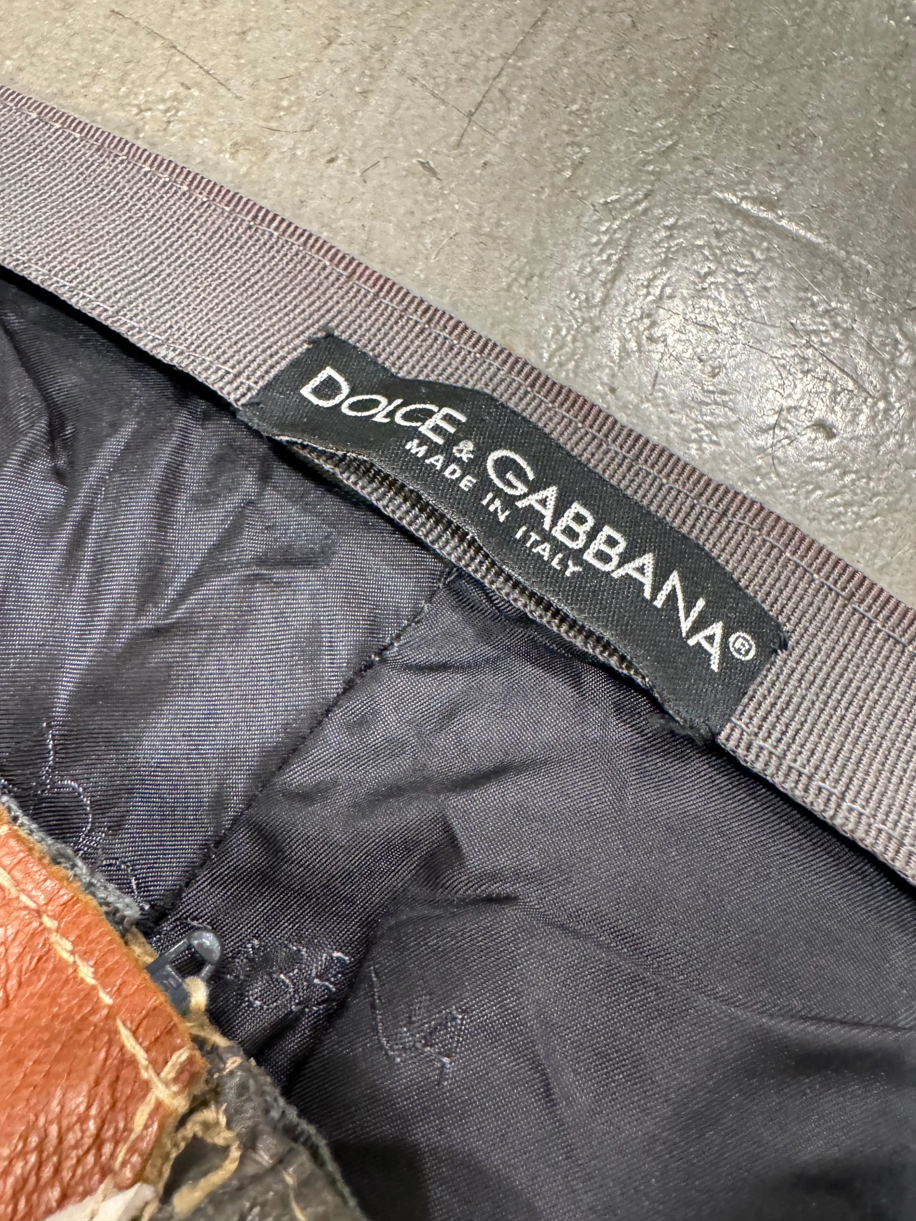 A/W2002 Dolce & Gabbana runway patchwork leather pants