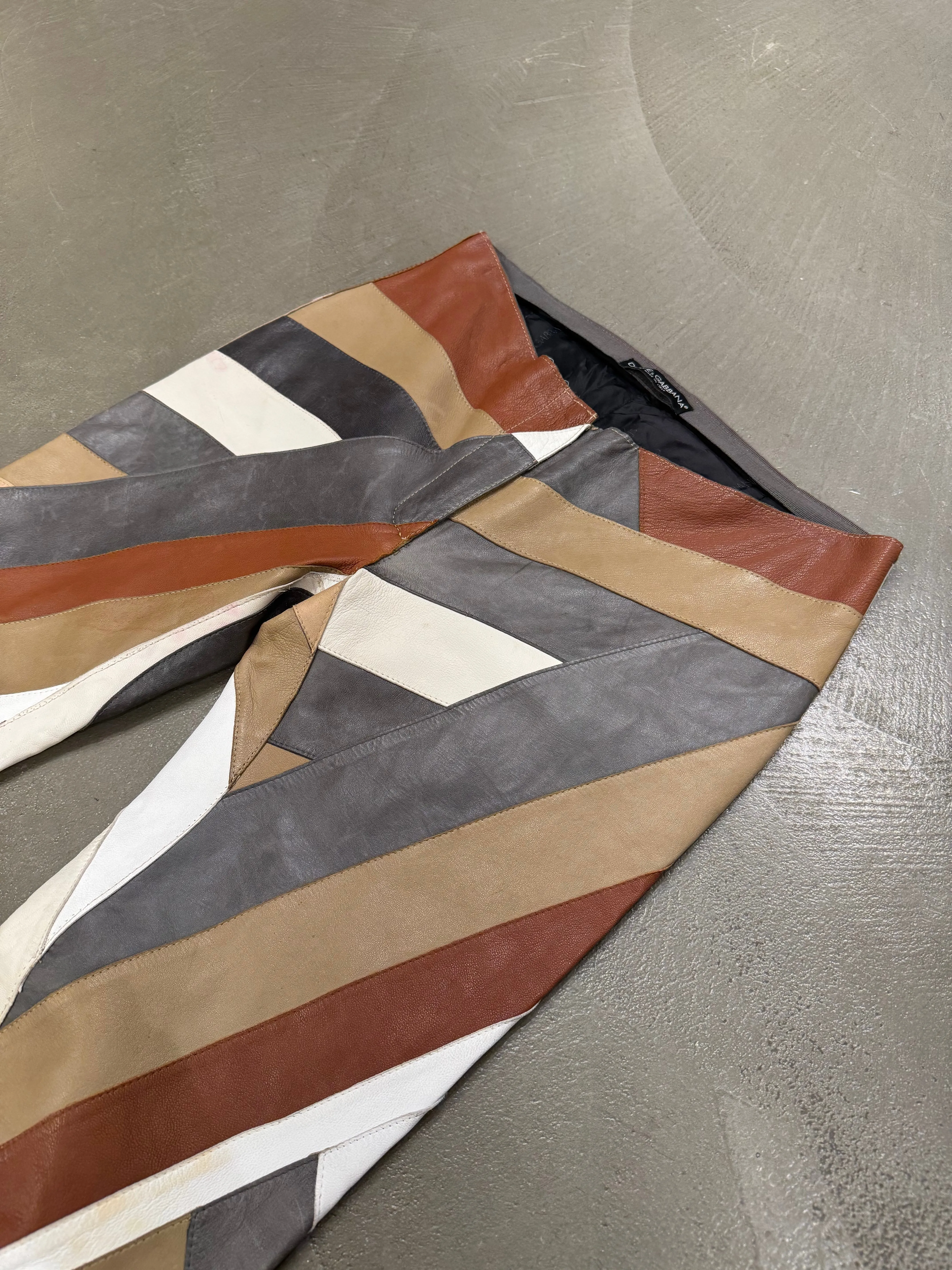 A/W2002 Dolce & Gabbana runway patchwork leather pants
