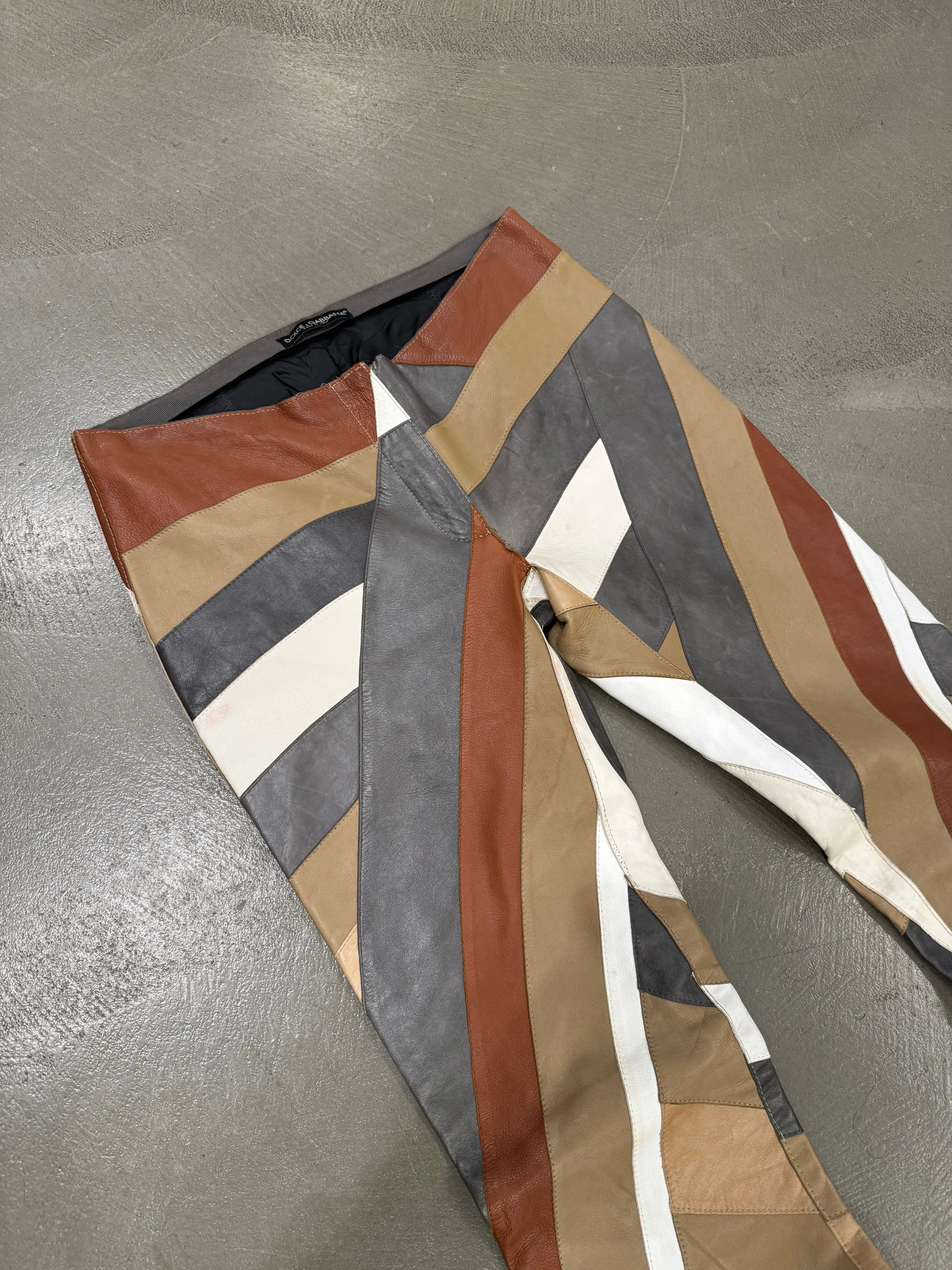 A/W2002 Dolce & Gabbana runway patchwork leather pants