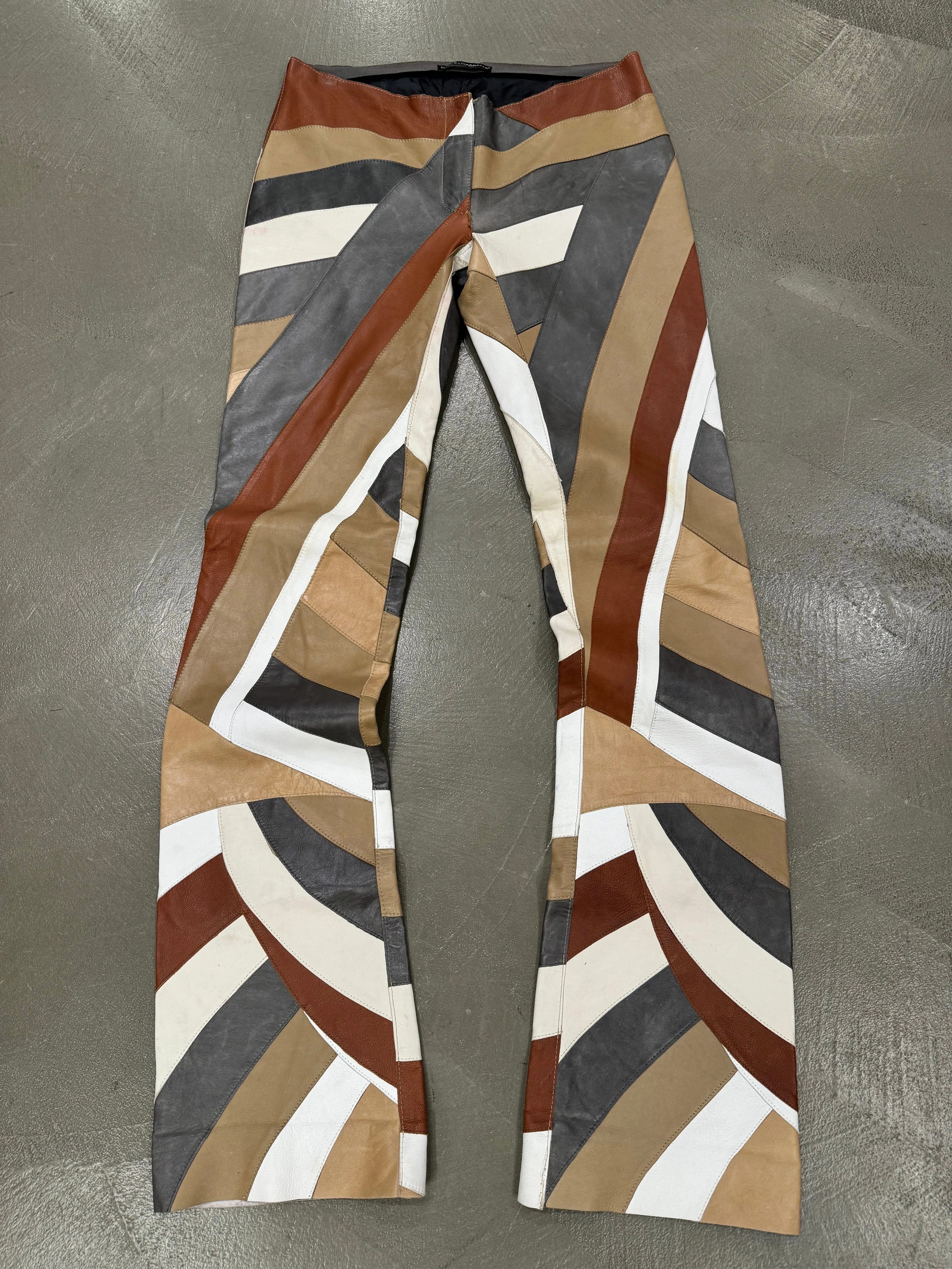 A/W2002 Dolce & Gabbana runway patchwork leather pants