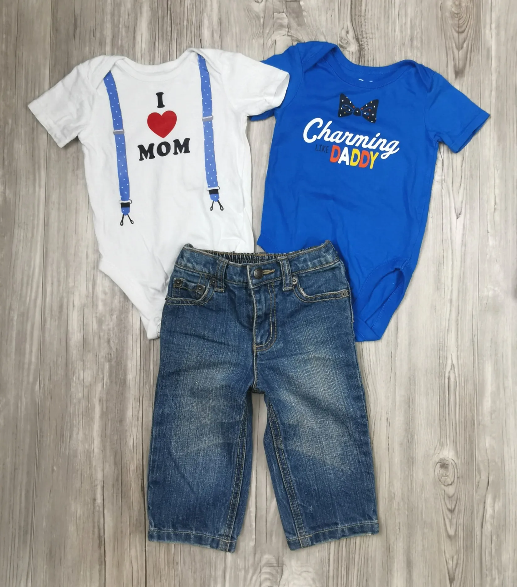 BABY BOY SIZE 9/12 MONTHS - GREENDOG, OSHKOSH & CHILDREN'S PLACE, 4 Piece Mix N Match Outfit EUC B14