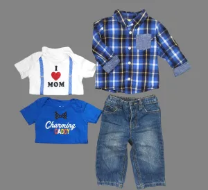 BABY BOY SIZE 9/12 MONTHS - GREENDOG, OSHKOSH & CHILDREN'S PLACE, 4 Piece Mix N Match Outfit EUC B14