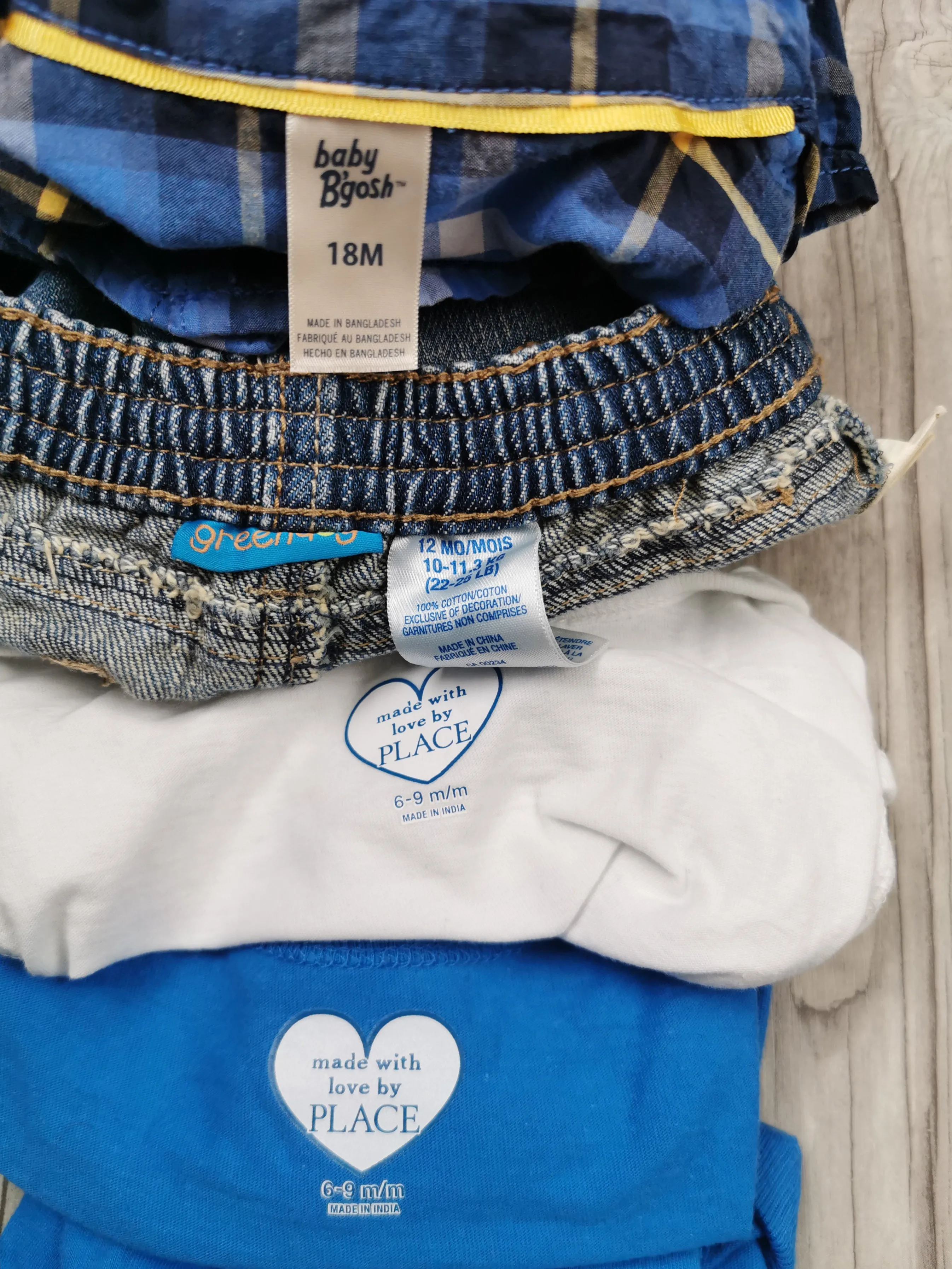 BABY BOY SIZE 9/12 MONTHS - GREENDOG, OSHKOSH & CHILDREN'S PLACE, 4 Piece Mix N Match Outfit EUC B14