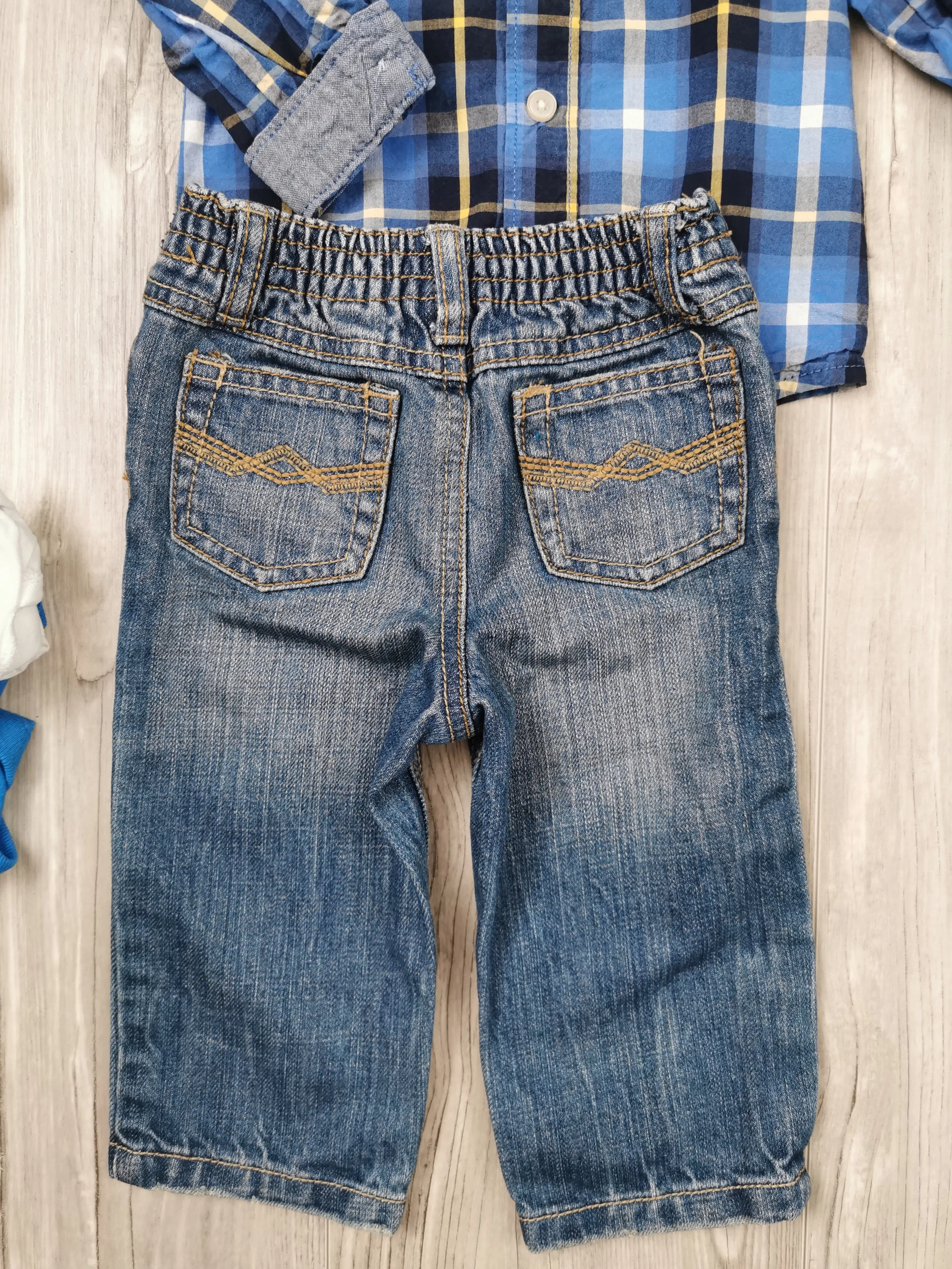 BABY BOY SIZE 9/12 MONTHS - GREENDOG, OSHKOSH & CHILDREN'S PLACE, 4 Piece Mix N Match Outfit EUC B14