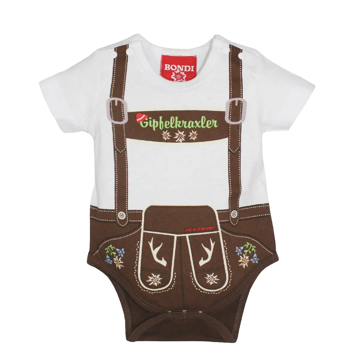 Baby Onesie Body 'Suspenders' Brown (size 56)