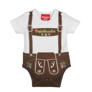 Baby Onesie Body 'Suspenders' Brown (size 56)