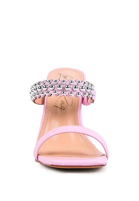 BANDY High Heel Metal Ball Slip On Sandals