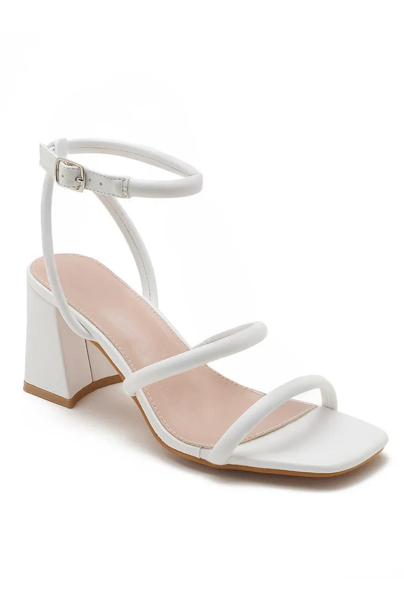 Bella White Block Heels