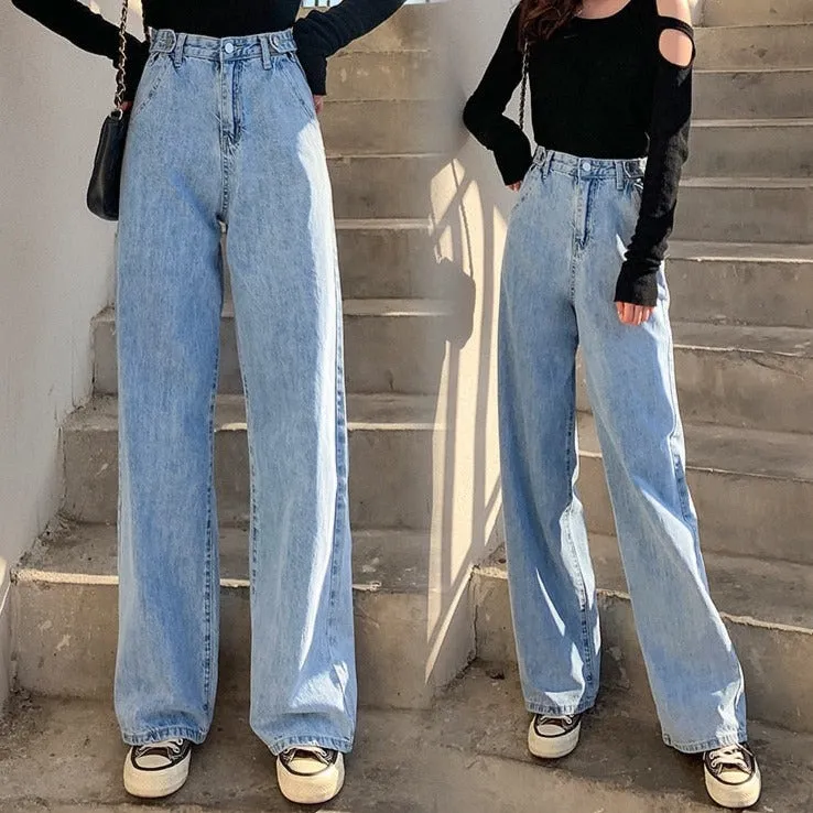 BerryBetty - streetwear high waist women's fashion jeans woman girls women wide leg pants trousers female trousers denim bagge mom jeans