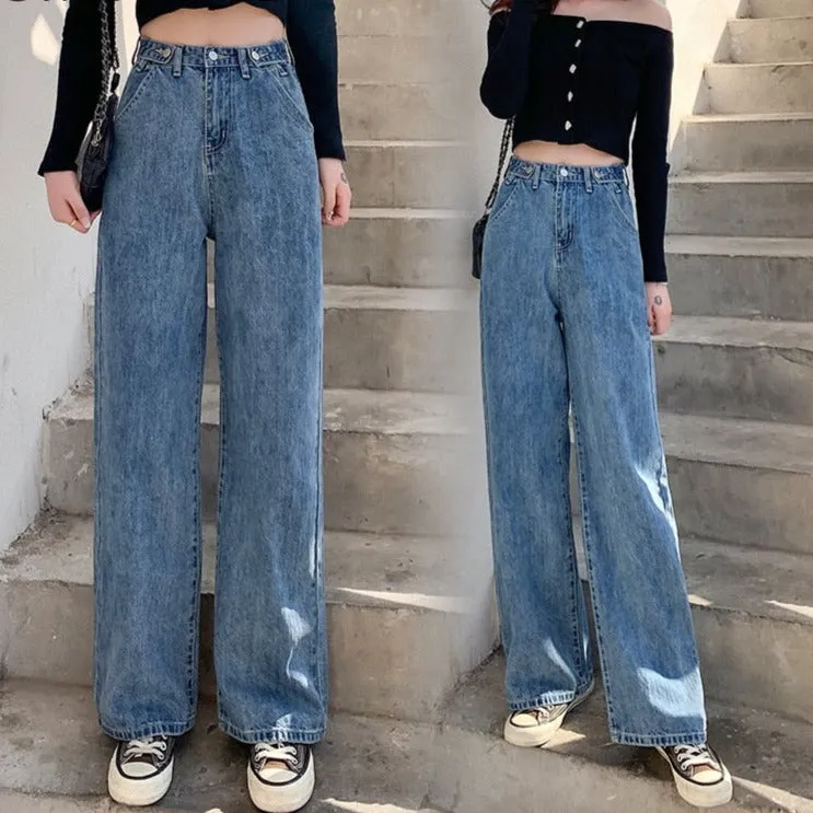BerryBetty - streetwear high waist women's fashion jeans woman girls women wide leg pants trousers female trousers denim bagge mom jeans