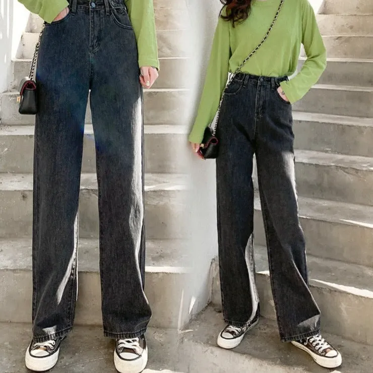 BerryBetty - streetwear high waist women's fashion jeans woman girls women wide leg pants trousers female trousers denim bagge mom jeans