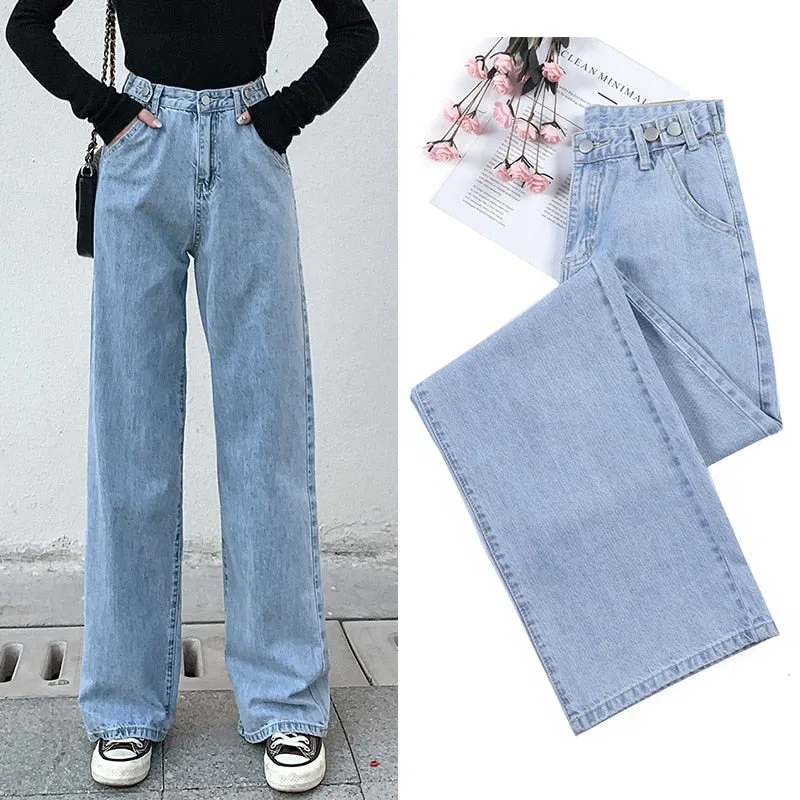 BerryBetty - streetwear high waist women's fashion jeans woman girls women wide leg pants trousers female trousers denim bagge mom jeans