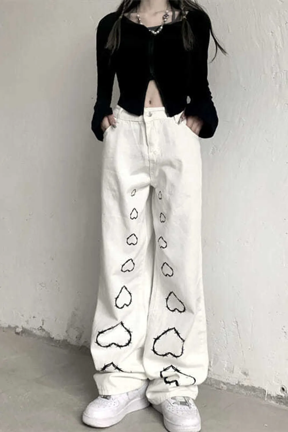 Big Love Pattern Casual Wide Leg Pants
